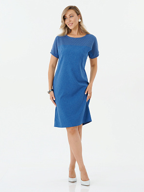 Платье с трикотажной кокеткой джинсовый